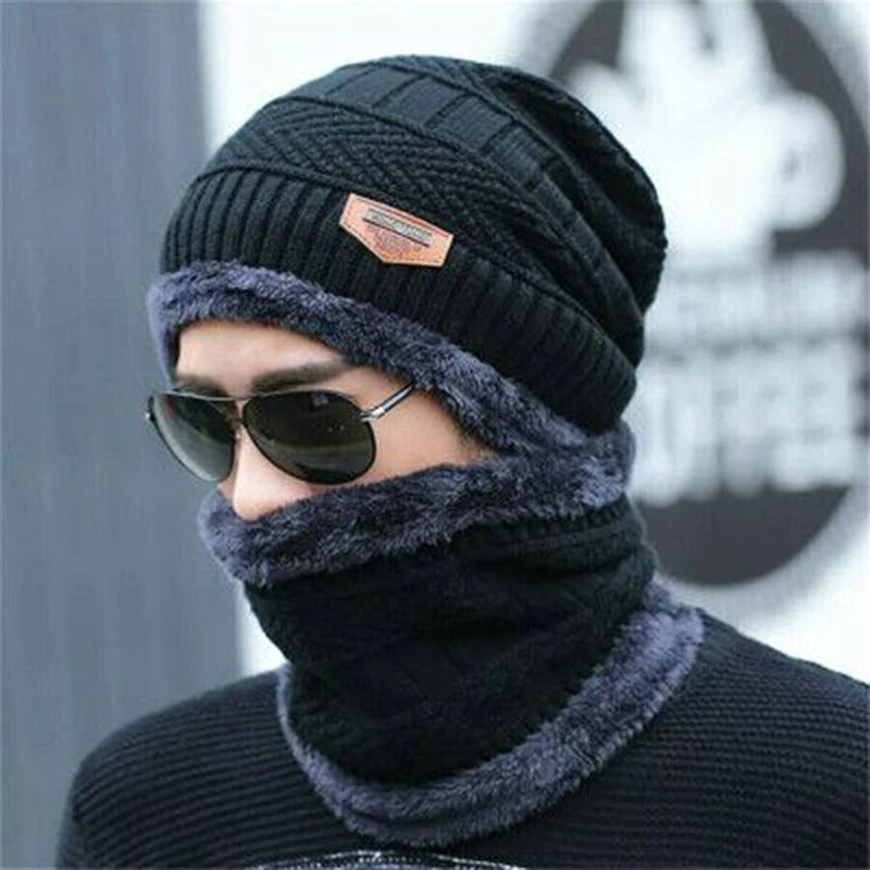 Pack Of 2 Winter Beanie Hat and Scarf Thermal Knit Hat Skull Cap