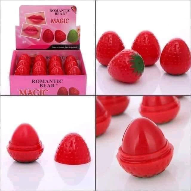 ROMANTIC BEAR Red strawberry Magic Hydrating & Moisturizing Lip Balm 12g