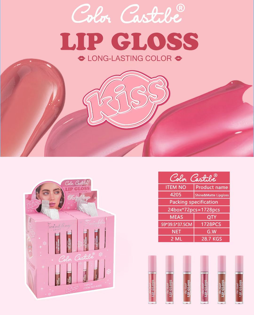 Color castle  Matte Long Lasting Gloss Set of 6 pcs