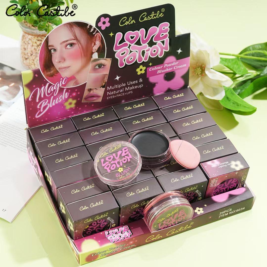 Color Castle  Highly Pigment Black Color-Changing Vegan Blush Palette Long-Lasting Magic Blush Cute Packaging Cream