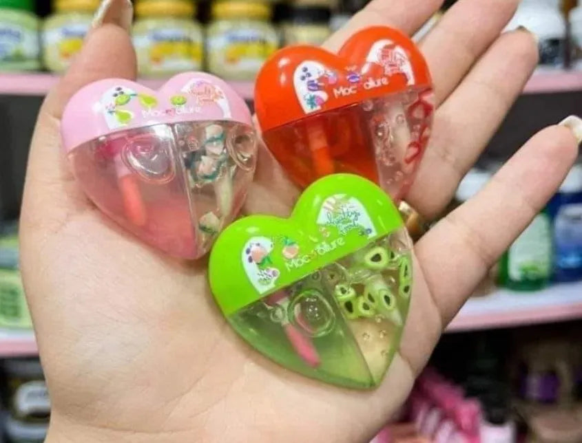 COSMET PK 2 in1 Trendy Korean Heart Lip Gloss Cute Lip Gloss2 in1 Mirror Glossy Lipstick Women Girls Non-Fading Long Lasting Transparent Double Headed Lip Gloss Moisturizing Makeup , glossy lip gloss