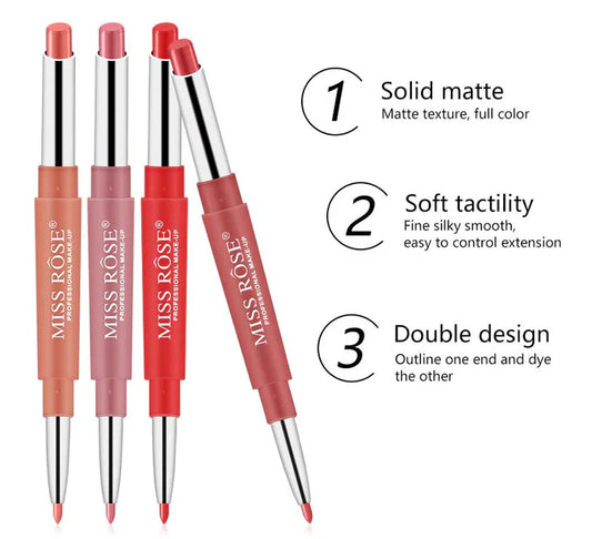 MISS ROSE High Pigment 2 In 1 Lip Liner + Lipstick