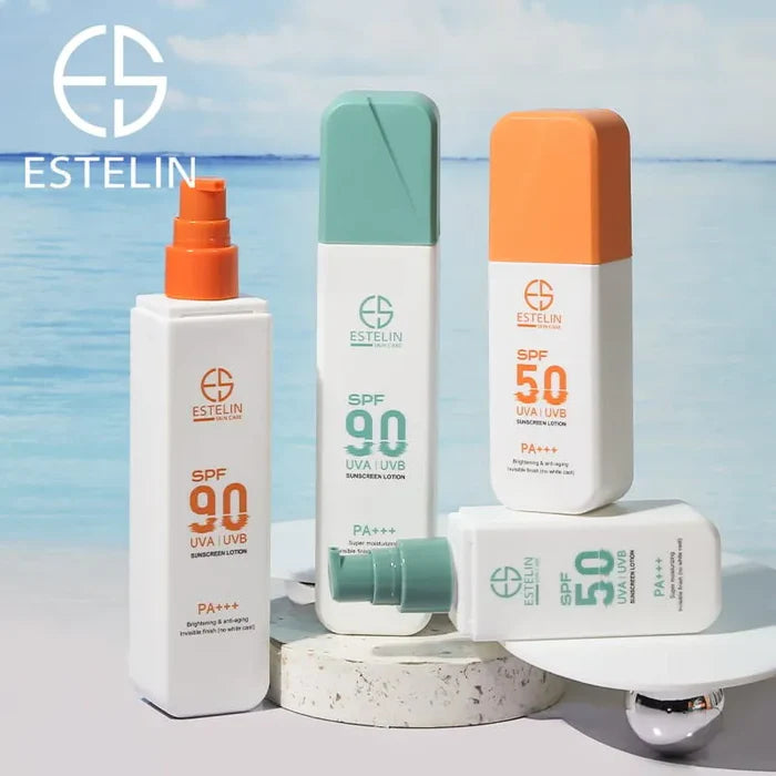 Estelin Brightening & Anti - Aging Invisible Finish (No White Cast) Sunscreen Lotion SPF50 UVA / UVB PA +++- 75G -ES0175