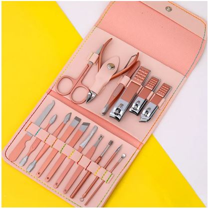 New Pack Of 16pcs Set Manicure Pedicure Grooming Kit, Stainless Steel set, Nail cutter set, Nails Care, Clipper, Nails tool Set, Professional Spa kit with PU Leather Case