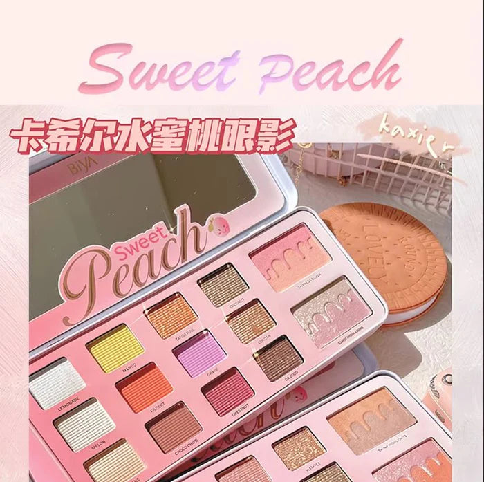 Biya 12 color sweet peach eyeshadow waterproof long-lasting highlight shading powder blush makeup