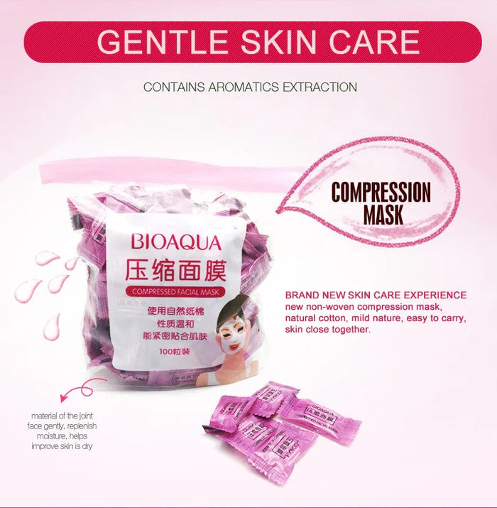 BIOAQUA Compressed Facial Tablet Face Sheet Mask 25/50/100Pcs