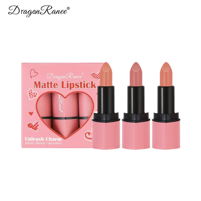Three Lipsticks Small Set Boxed Lipstick Female Velvet Matte Lovely HeaD8010