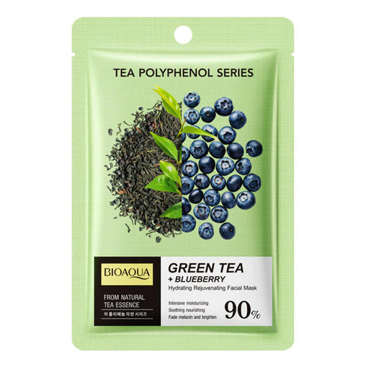 Bioaqua 1 Pc Green Tea + Blueberry Facial Mask Nourishing Moisturizing Brightening Sheet Mask
