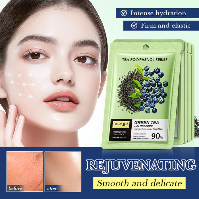 Bioaqua 1 Pc Green Tea + Blueberry Facial Mask Nourishing Moisturizing Brightening Sheet Mask