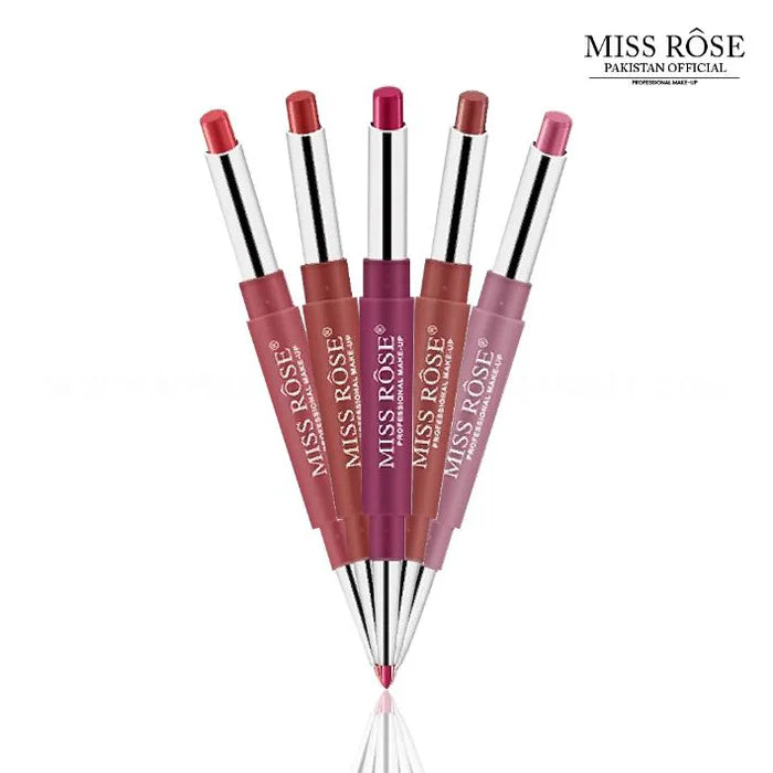 MISS ROSE High Pigment 2 In 1 Lip Liner + Lipstick
