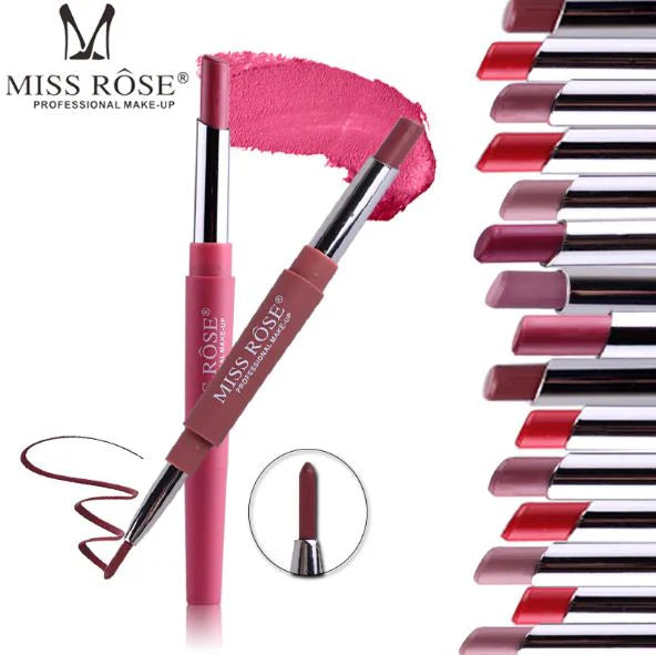 MISS ROSE High Pigment 2 In 1 Lip Liner + Lipstick