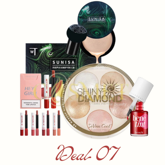 Sunisa 3in1 Air Cushion CC & BB Cream Foundation, Seven Cool 5in1 Professional Crystal Shiny Diamond Highlighter & Benefit Benetint 12.5ml