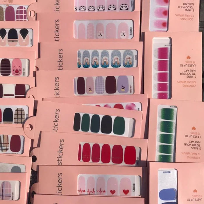 New Nail Art Nail Stickers NOW It easy to design nails at home without any tools.Apply to easy stay one week plus,waterproof and look real.