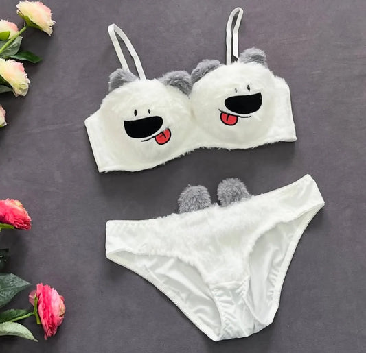 New High Quality Sexy Cute Kitty Anime Soft Plush Design Bra & Panty Set E05