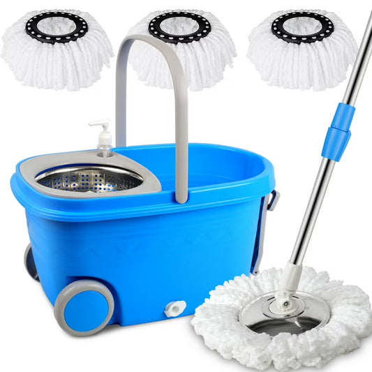 Rolling Wheel Mop For Floor Cleaning 360° Spin Mop Rotating And Bucket Set