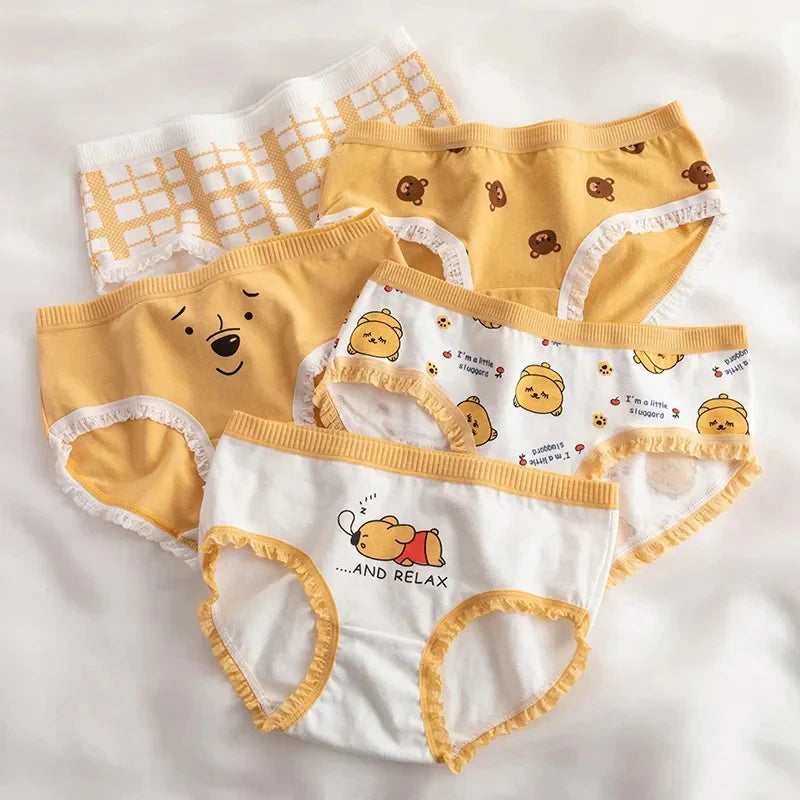 Pack Of 3 Soft Cotton Ladies Imported Comfortable Cartoon Pattern Elastic Waist Printed Panties For Girls And Women's CS09
