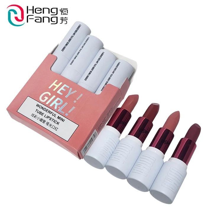 Heng Fang Hey Girl! Mini Lipstick Set – 4 Shades | Matte Finish, Long-Lasting, Travel-Friendly