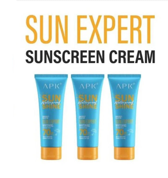 Apk Sun Shine Water Proof 70spf Sunscreen Cream Best Sunscreen for Glowing Skin | Protect Your Skin This Summer 100g