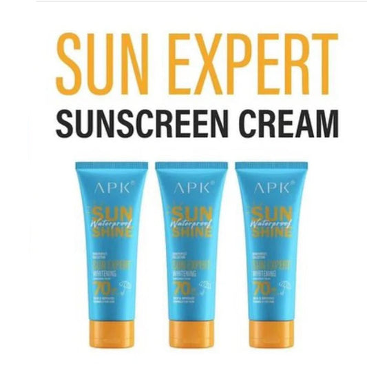 Apk Sun Shine Water Proof 70spf Sunscreen Cream Best Sunscreen for Glowing Skin | Protect Your Skin This Summer 100g