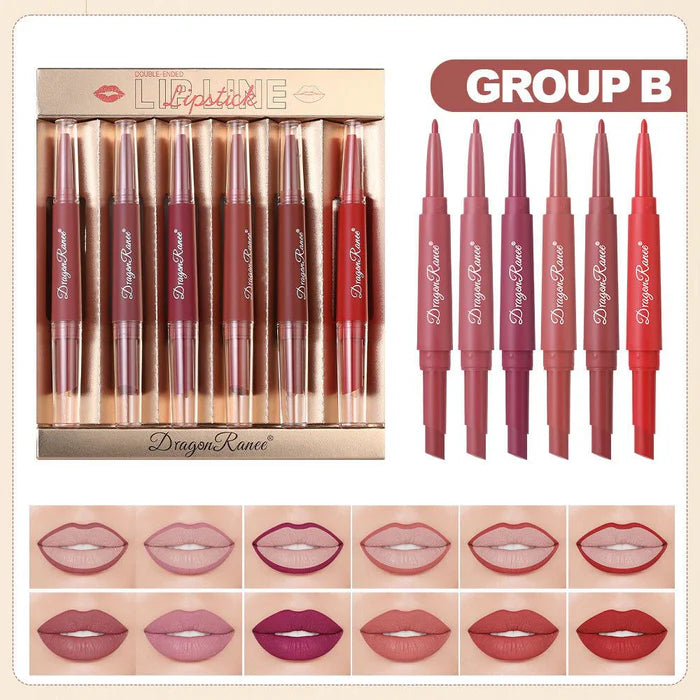 Dragon Ranee 6pcs 2in1 Matte lipstick & Lipliner set
