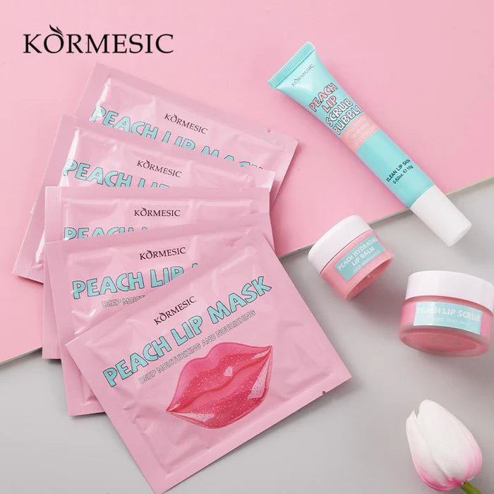 KORMESIC 4in1 Peach Lip Repair Care Lip Mask And Lip Scrub And Lip Balm Set