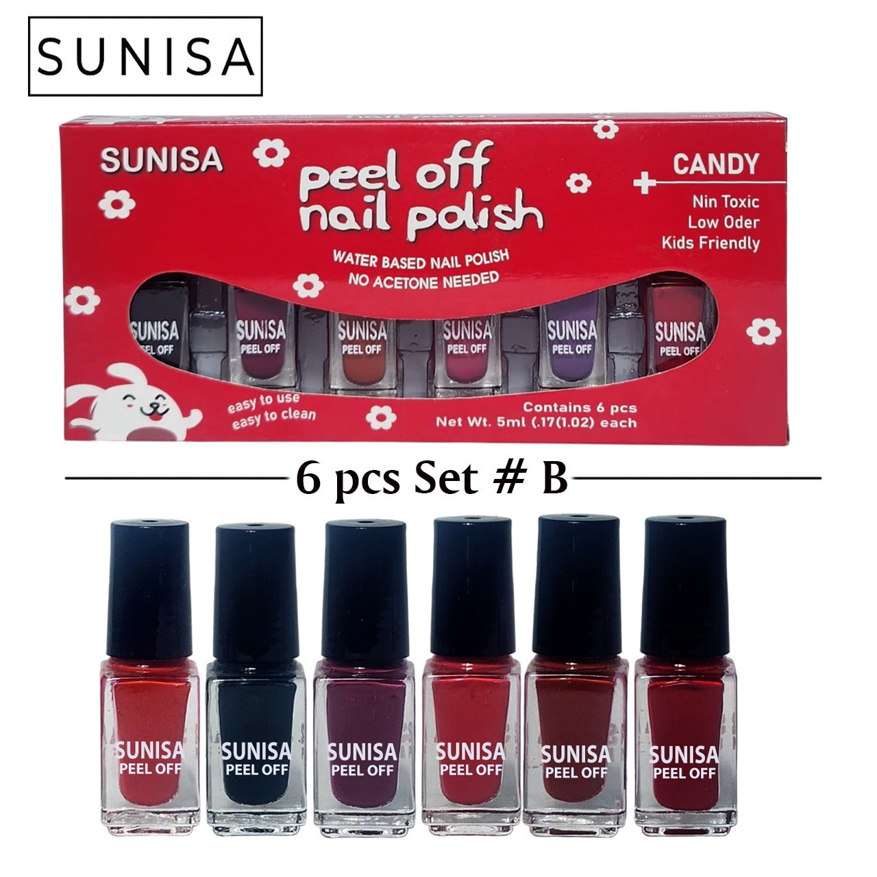Sunisa 6pcs Peel Off Nail Polish