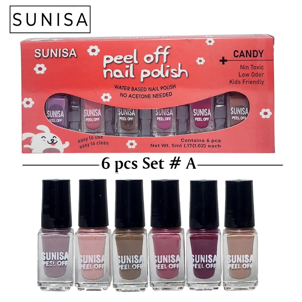 Sunisa 6pcs Peel Off Nail Polish