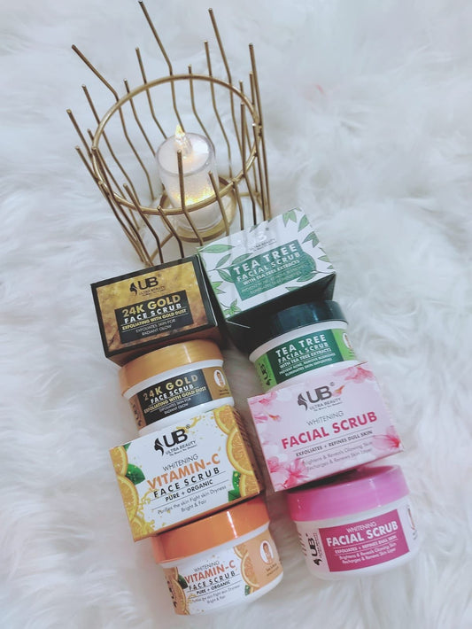 WHITENING FACE SCRUB  • TEA TREE FACE SCRUB  • 24 k GOLD FACE SCRUB   • VITAMIN C FACE SCRUB [ULT]