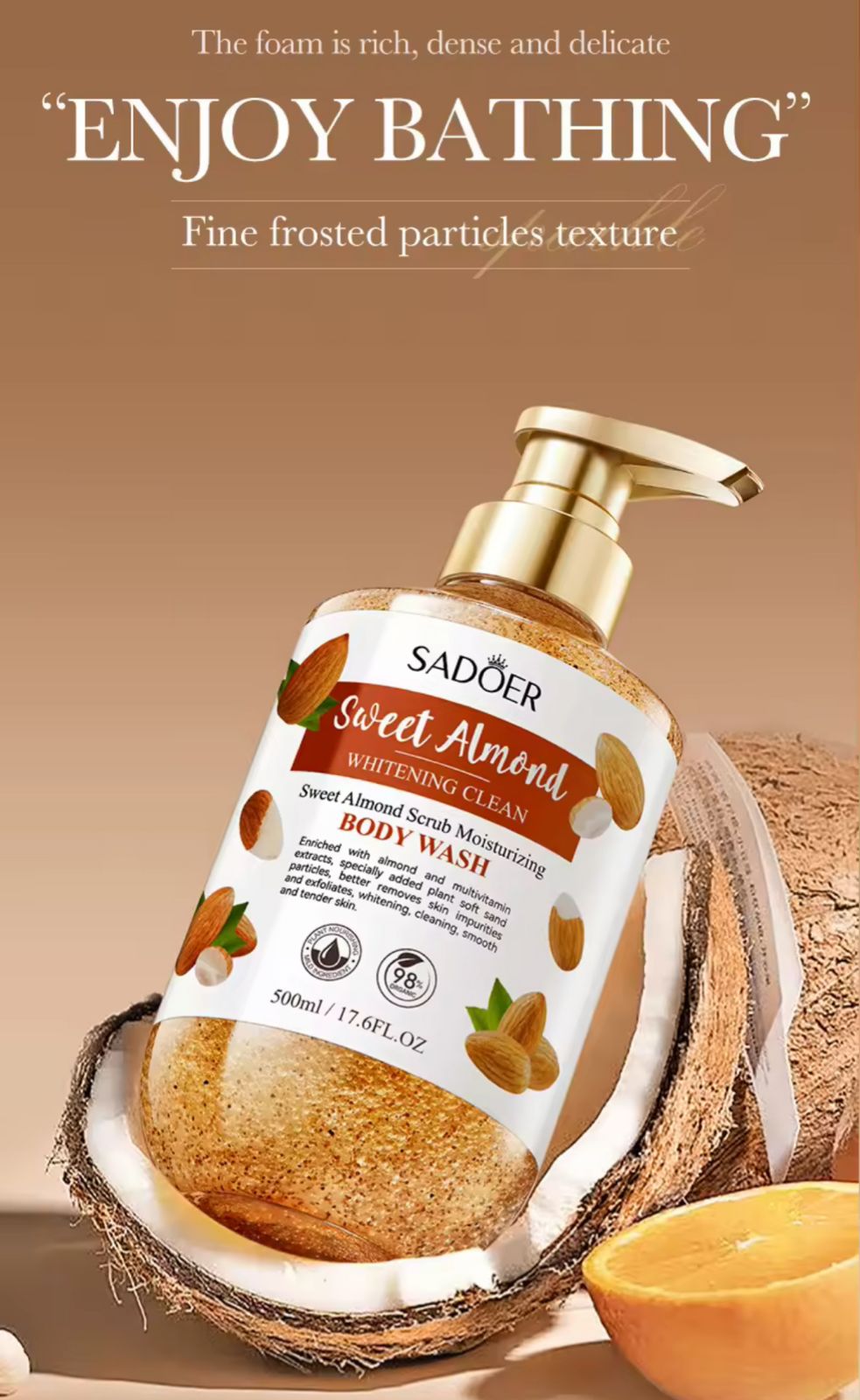 Sadoer Sweet Almond Scrub Moisturising Body Wash 500ml SD05342