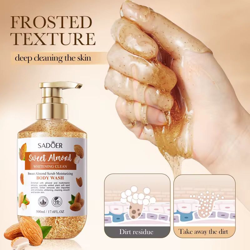 Sadoer Sweet Almond Scrub Moisturising Body Wash 500ml SD05342