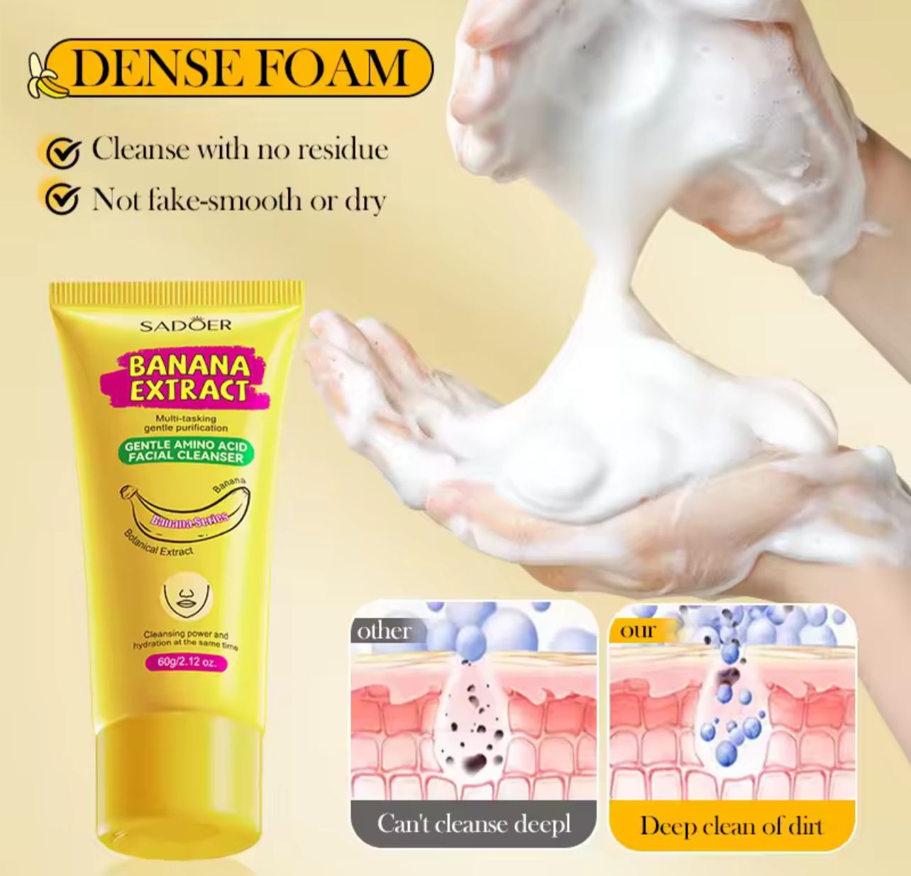 Sadoer Banana Extract Gentle Amino Acid Facial Cleanser 60g