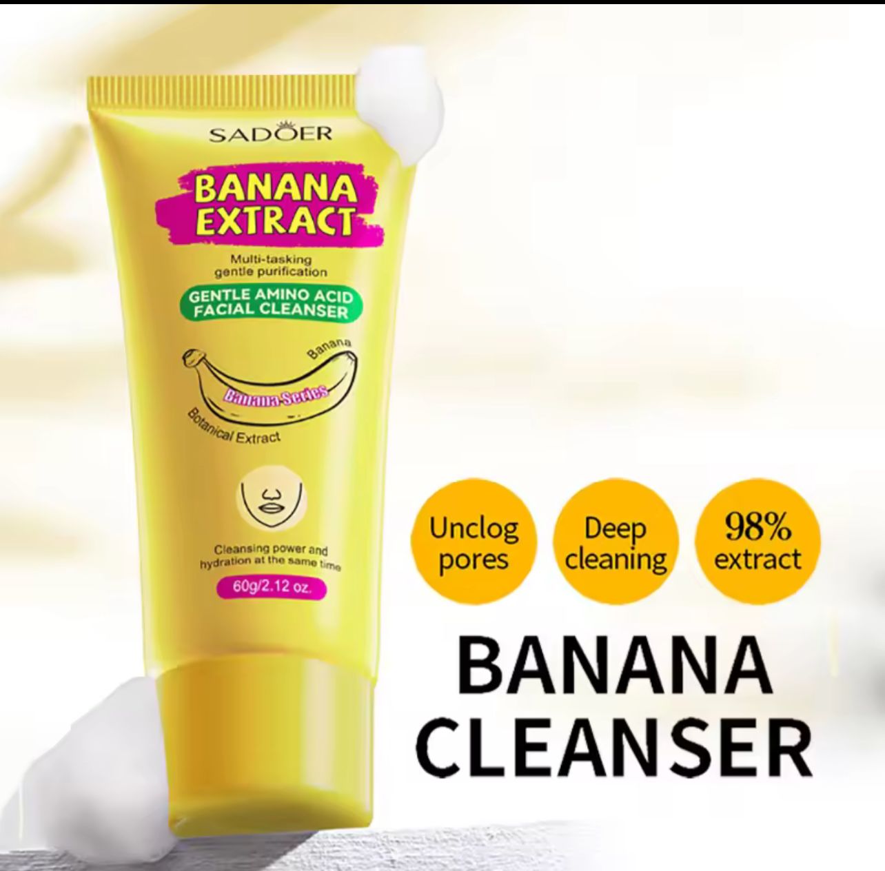 Sadoer Banana Extract Gentle Amino Acid Facial Cleanser 60g