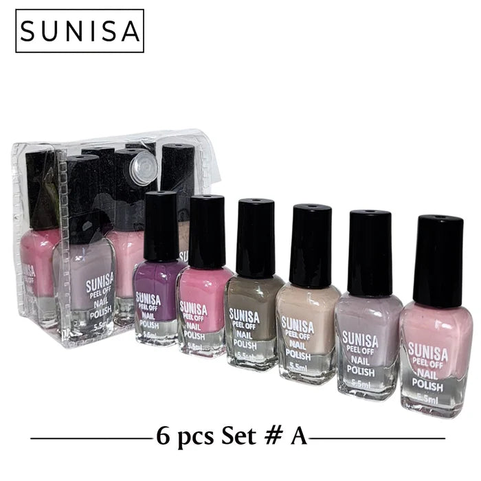 New Sunisa 6pcs Set Matte Nail Polish / Peel Off