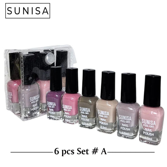 New Sunisa 6pcs Set Matte Nail Polish / Peel Off