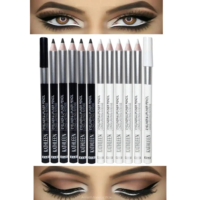 Kathleen 06 pcs Balck And White Eye liner Pencil