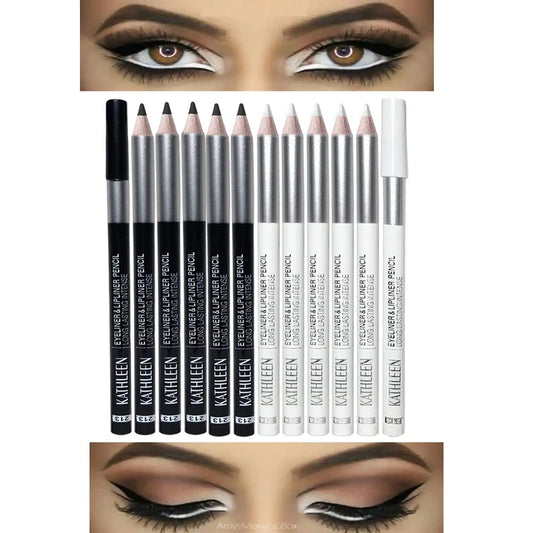 Kathleen 06 pcs Balck And White Eye liner Pencil