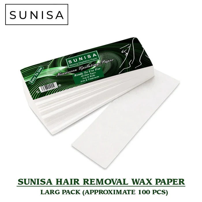 SUNISA Pack of 100 Pcs Beauty Hair Removal Depilatory paper Roll Waxing Nonwoven Epilator Wax Strip Paper