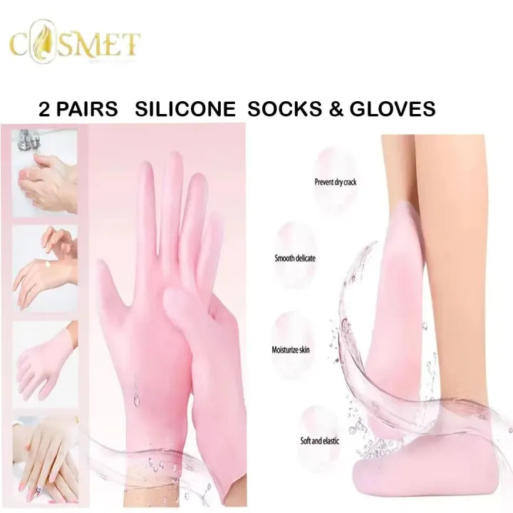 2 pair silicon Socks and gloves with transparent