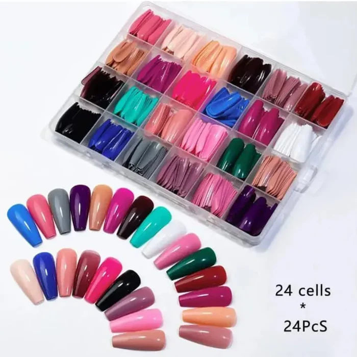 Cosmet.pk 576 Pcs Nails Box Artificial Nails Beautiful Fancy Nails Fake Nails