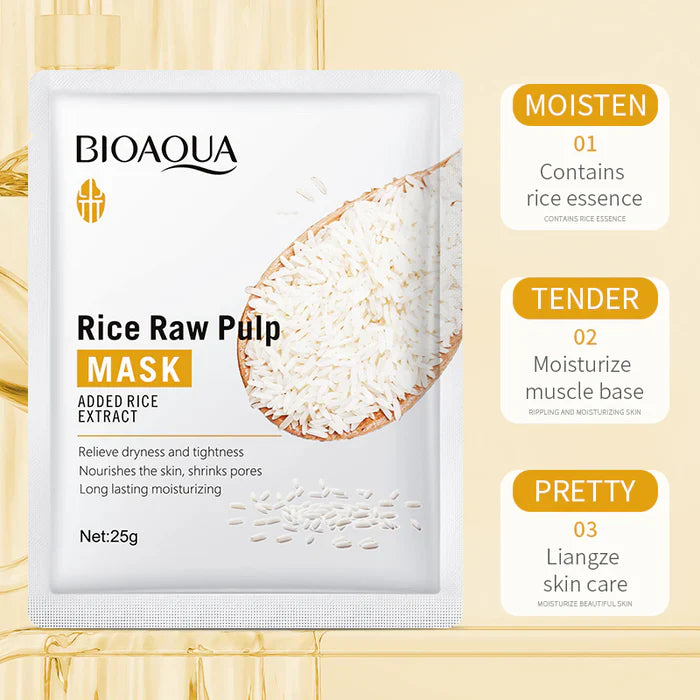 BIOAQUA 1 Pc Rice Raw Pulp Moisturizing Face Mask Sheet