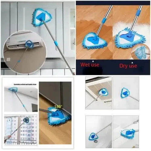 Multifunctional 360 Degree Rotatable Adjustable Microfiber Telescopic Triangle Long Handle Cleaning Mop