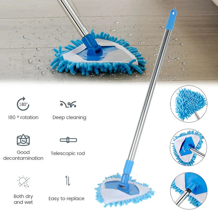 Multifunctional 360 Degree Rotatable Adjustable Microfiber Telescopic Triangle Long Handle Cleaning Mop