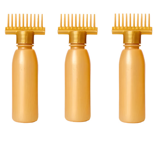 Pack of 1 comb bottle with extra seal cap for oil Volume 150ML Material Plastic Empty Hair Oil Bottle with Comb & Extra Seal Cap Stable & Durable to Use. Hair Oil Applicator Comb Bottle is Made of Quality Material Easy to Use Hair Comb Bottle Mult