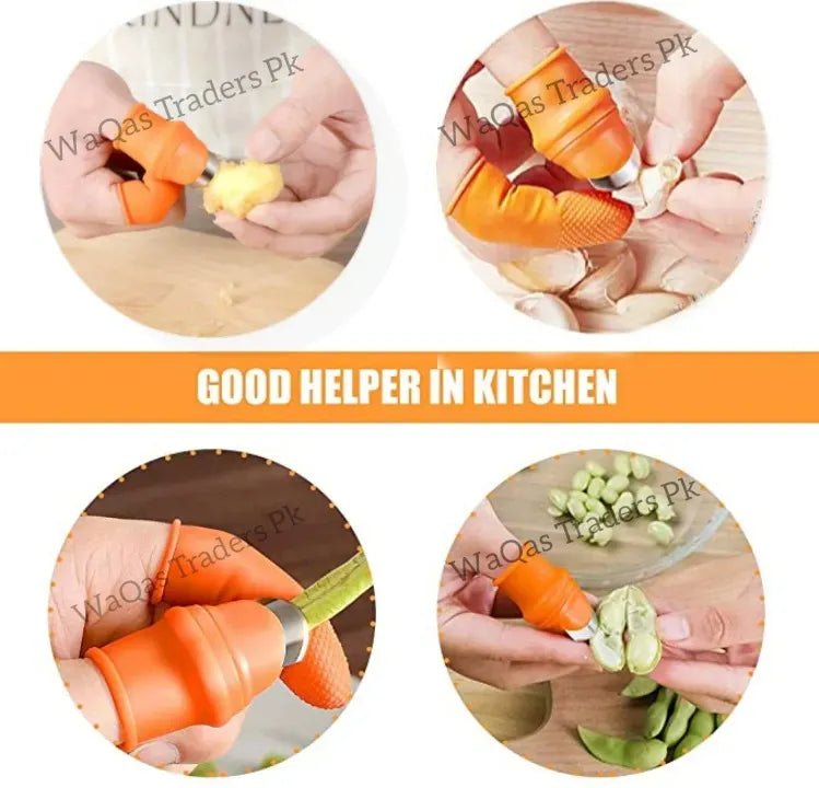 Multi-Purpose Silicone Thumb Knife Finger Protector Vegetable Harvesting Knife Plant Blade Scissors Cutting Rings Garden Gloves
