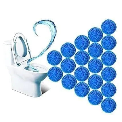 10 Pcs Bleach Toilet Bowl Cleaning Tablets- Automatic Toilet Bowl Clean Tablets Automatic Flush Clean Bathroom Toilet Deodorant Compressed Cleaning Cleaning Tools Auto Toilet Cleaner & Stain Remover (Blue Bubble Block) Washroom tablet , kitchen tablet