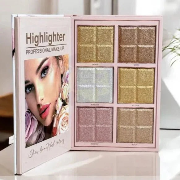 Mocallure Cosmetic Makeup 4in1 Eyeshadow Highlighter Blusher Concealer Makeup Book Pink Flower Palette