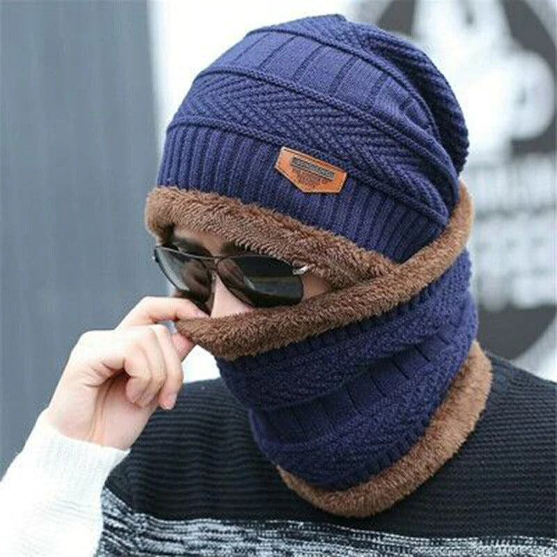 Pack Of 2 Winter Beanie Hat and Scarf Thermal Knit Hat Skull Cap