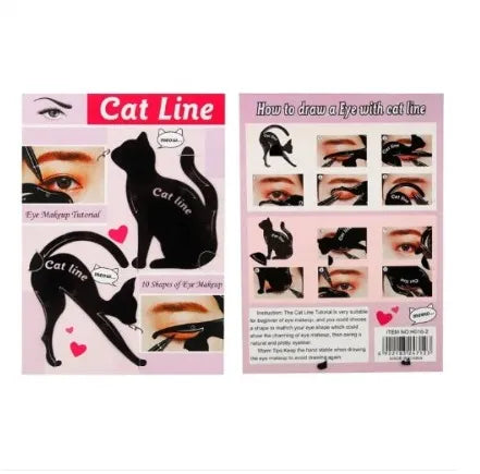 2 pcs Smokey Eyeshadow Template Plate Professional Multifunction Black Cat Shape Eye liner & Eye Shadow Guide Template 12 in 1 Cat Eyeliner Stencil