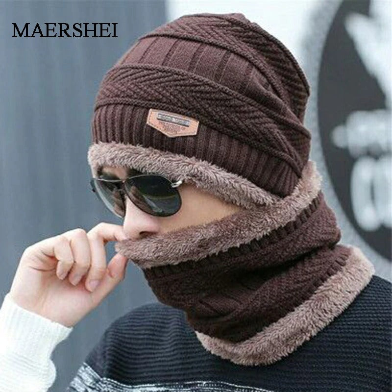 Pack Of 2 Winter Beanie Hat and Scarf Thermal Knit Hat Skull Cap