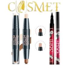 COSMET. PK Pack of 2 - Highlighter And Concealer Contour Stick with Water Proof Eyeliner